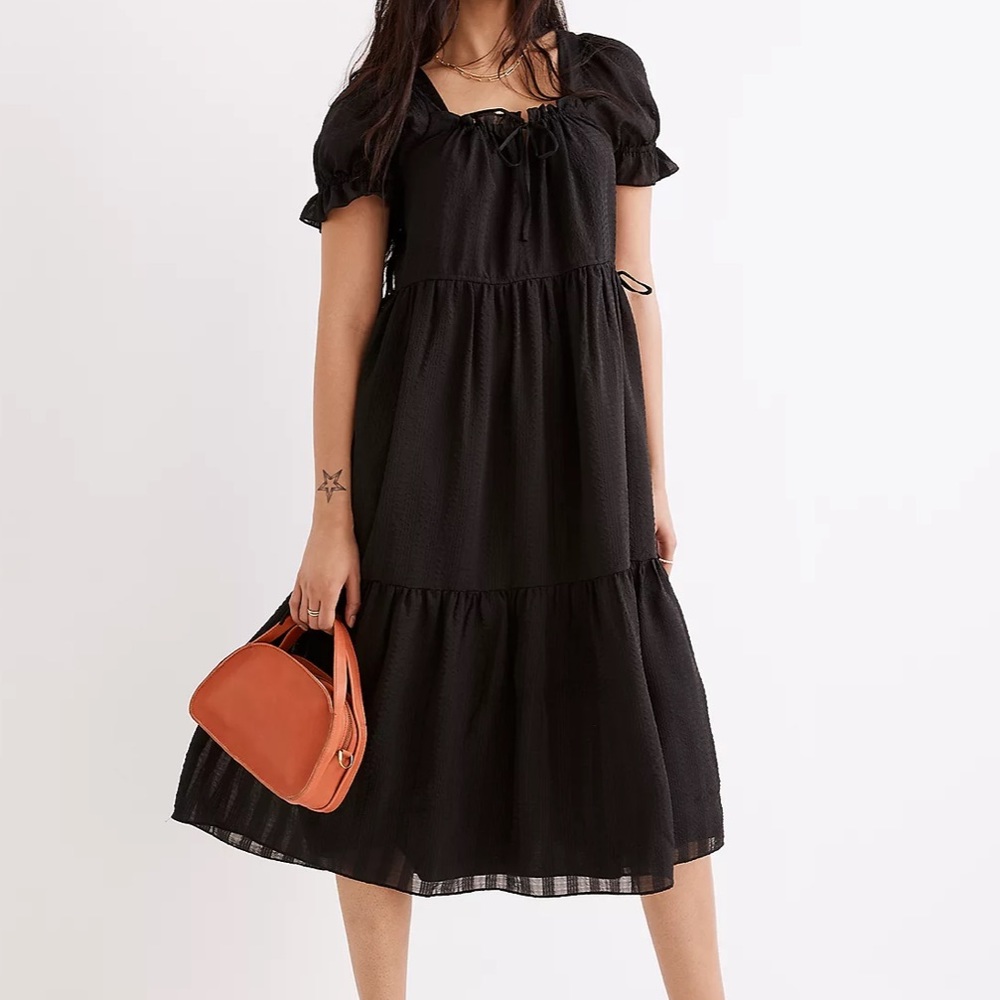 Madewell Square Neck Tiered Midi Dress Size L
